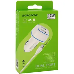 АЗУ Borofone BZ14 2 USB 2.4A Type C Білий - мініатюра 3