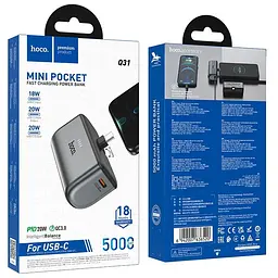 Універсальна мобільна батарея HOCO Ingenious PD (Type-C) pocket power bank Q31 5000mAh |1Type-C, 20W/3A| - мініатюра 2
