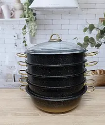 Мантоварка-пароварка з антипригарним покриттям O.M.S. Collection 6091 C-28 см 5,8 л Black-Gold