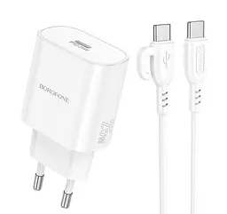 Зарядний комплект Borofone BA82A 1USB-C PPS/PD 25W QC3.0 Type-C to Type-C 1 м White (34484_3341413)