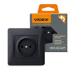 Розетка Videx BINERA 1ая черн (VF-BNSK1-BG) - мініатюра 4