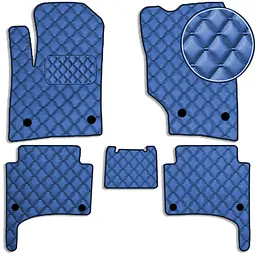 Килимки в салон Екошкіра для Volkswagen Touareg I 2002-2010 Сині 5 шт (Rombus)