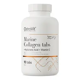 Колаген OstroVit Marine Collagen with Hyaluronic Acid and Vitamin C, 90 таблеток з гіалуроновою кислотою і вітаміном С