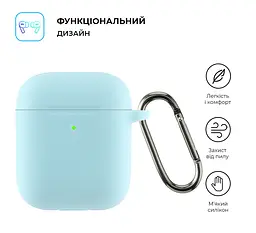 Силіконовий чохол для навушників Apple AirPods 2, Hang Case, блакитний, ультратонкий захисний кейс товщиною 2 мм, захист від подряпин, пилу та ударів, компактний, з карабіном для кріплення, ArmorStandart (ARM59692) - мініатюра 2