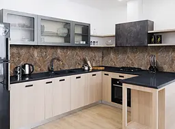 Кухонний фартух Happy Pocket Дикий Камінь Мозаїка ПВХ 60х250 см Коричневий Z184090 - мініатюра 4