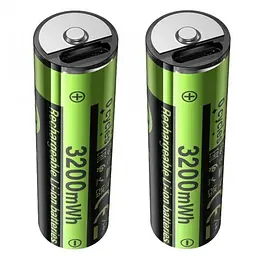 Акумулятори пальчик AA 3200 mAh 2 шт. з роз'ємом Type-C HOCO JA3