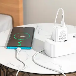Зарядний комплект Hoco C98A Type-C cable Proton 1 USB 18W білий - мініатюра 8