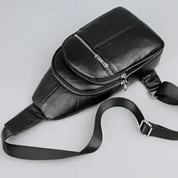 Чоловіча сумка-слінг шкіряна 18х32х7 для прогулянок Tiding Bag A25F-5060A чорна 18 см - мініатюра 6