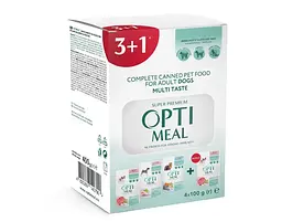 Вологий корм для собак Optimeal 400 г (3+1) Adult Multi Taste, асорті