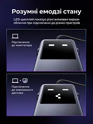 USB-C хаб UGREEN Uno CM889 концентратор 7 в 1 вихід HDMI до 4K 60 Гц 2 USB-A 3.0 та USB-C 3.0 для даних до 5 Гбіт/с кардридер SD/TF вхід живлення USB-C PD 3.0 до 100 Вт заряджання через порт USB-C для даних до 20 Вт для HDMI потрібен USB-C хоста з відеовиходом блокування екрана однією кнопкою LED-дисплей стану підключень для Windows/macOS/Linux темно-сірий із чорною передньою панеллю (75179) - мініатюра 7