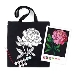 Екосумка-розмальовка, чорна, Ніжна півонія , бавовна 200 г/м2, 38х42см, ROSA Talent