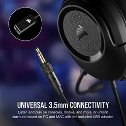 Ігрові навушники Corsair HS35 Surround v2 Multiplatform Gaming Carbon (CA-9011386) [148143] - мініатюра 3