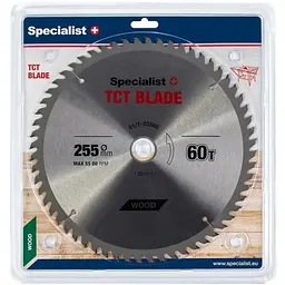 Диск відрізний Specialist+ по дереву 255x60Tx30/25.4 мм (51/1-25560)