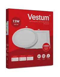 Квадратний світлодіодний світильник Vestum врізний 12W 4000K 220V 1-VS-5204 - мініатюра 3