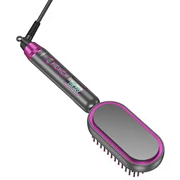Гребінець-випрямляч Hoco HP44 Electric straightening hair comb with digital display Rose Red - мініатюра 4