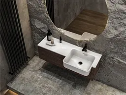 Умивальник Miraggio FONTANA R (0000520) Miramarble, Глянцевий, Накладний/Врізний, Білий - мініатюра 6