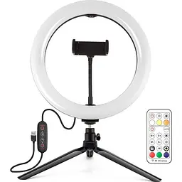 Кільцева USB LED лампа Puluz PKT3082B 10" + настільний штатив
