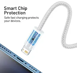 Кабель Baseus Dynamic Series Fast Charging Data Cable USB to iP 2.4 A 1 m White (CALD000402) - мініатюра 5