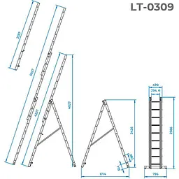 Драбина Intertool LT-0309 [140437] - мініатюра 4