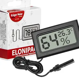 Цифровий термометр-гігрометр Kruger Meier Elonipac LCD з датчиком на кабелі 200 см - мініатюра 1