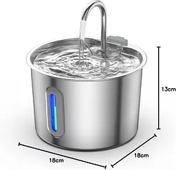 Фонтан для котів Steel Fountain Y09 2,2 л з нержавіючої сталі з підсвіткою - мініатюра 10