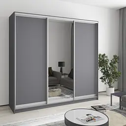 Шафа-купе тридверна MebelStar Комбо AL 2ДСП/Дзеркало 220x60x210 см Антрацит (MBS-3346)