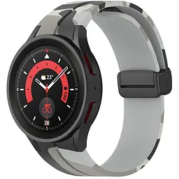 Браслет Cls-color для Samsung Galaxy Watch 4 - сіро-чорний ширина кріплення 20мм силікон Watchbands (W30-7WB21134651) - мініатюра 4