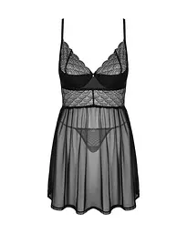 Пеньюар та трусики Obsessive Chemeris babydoll & thong M/L - мініатюра 3