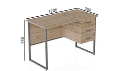 Комп'ютерний стіл Ferrum-decor Гаррі 75x120x70 сірий ДСП Дуб Сан-Марино 16мм (FRD-101474) - мініатюра 3