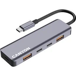 USB-Хаб Canyon USB-хаб DS-18 5in1 USB-C Grey (CNS-TDS18)