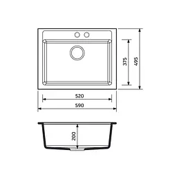 Кухонна мийка Adamant Prizma 590x495x200 антрацит 437223, Антрацит - мініатюра 3