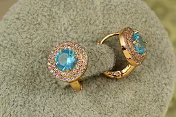 Сережки Xuping Jewelry велика мрія із блакитним каменем 1,3 см золотисті - мініатюра 2