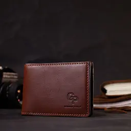Зручний шкіряний затискач для грошей Grande Pelle 11636 коричневий - мініатюра 8