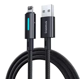 Кабель Baseus Lit Button-Control Fast Charging Data Cable USB-A to iP 2.4A 1m Black