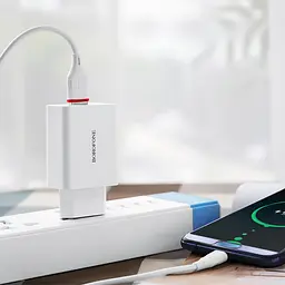МЗП Borofone BA21A Long journey QC3.0 3A (1USB-A) + кабель USB to Type-C Білий - мініатюра 4