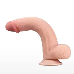 Фалоімітатор LoveToy Sliding-Skin Dual Layer Dong 9" Flesh 23 см тілесний - мініатюра 3