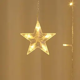 Світлодіодна гірлянда штора сніжинка Niki Light 3 метра завіса сніжинки та зірочки теплий білий - мініатюра 5
