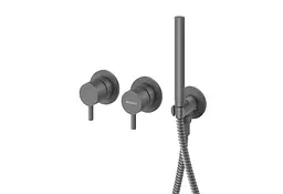 Змішувач для ванни Kohlman Axel graphite + BOX прихованого монтажу QW260AG+QW230AG, Графит - мініатюра 3