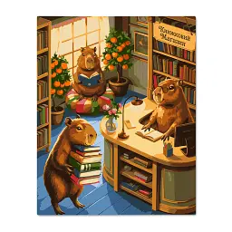 Картина за номерами «Капібари в книгарні»