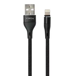 Дата кабель USB 2.0 AM to Lightning 1.0m cylindric nylon back Vinga (VCPDCLCANB1BK) - мініатюра 2