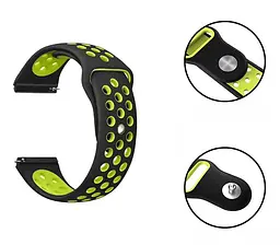 Спортивний ремінець Primolux Perfor Sport з перфорацією для годинника Honor Magic Watch 2 46 мм Black Green - мініатюра 3