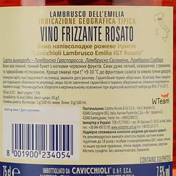 Вино ігристе Giv Cavicchioli Lambrusco Emilia Rosato, 7,5%, 0,75 л (8000013382376) - мініатюра 4