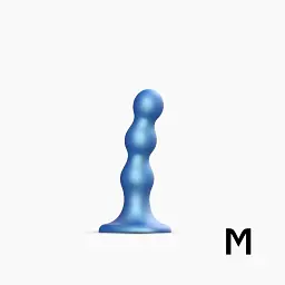 Насадка для страпону Strap-On-Me Dildo Plug Balls Blue Metallic M - мініатюра 2