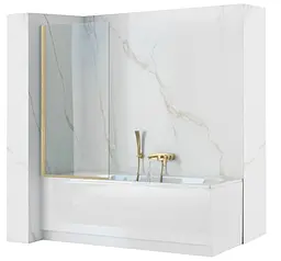 Шторка для ванни Rea Elegant 70 brushed gold нерухома REA-W6600, Універсальна, прозорий, золотий