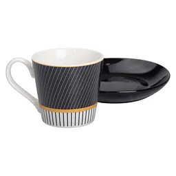 Чашка з блюдцем порцелянова 200 мл, diagonal Liling Rongxiang Ceramic RX-N24708BW - мініатюра 6