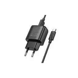 Зарядний пристрій HOCO C141A 2xUSB + cable USB to USB-C black (6942007627900) - мініатюра 3