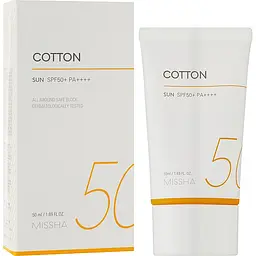 Сонцезахисний крем для обличчя Missha All Around Safe Block Cotton Sun SPF50+ PA++++, з оксамитовим фінішем, 50 мл - мініатюра 2