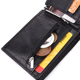 Чоловічий гаманець-затиск з натуральної шкіри ST Leather 22460 чорний - мініатюра 10