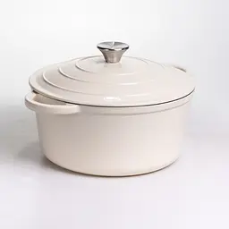 Каструля чавунна емальована 5 л, бежевий Yongkang HP-FLG-2 WHITE - мініатюра 6
