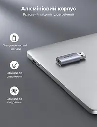 Зовнішня звукова карта для гарнітури UGREEN CM383 аудіоадаптер USB-A на комбінований роз’єм 3,5 мм TRRS для навушників і мікрофона відтворення 24 біт 96 кГц сірий (80864) - мініатюра 6